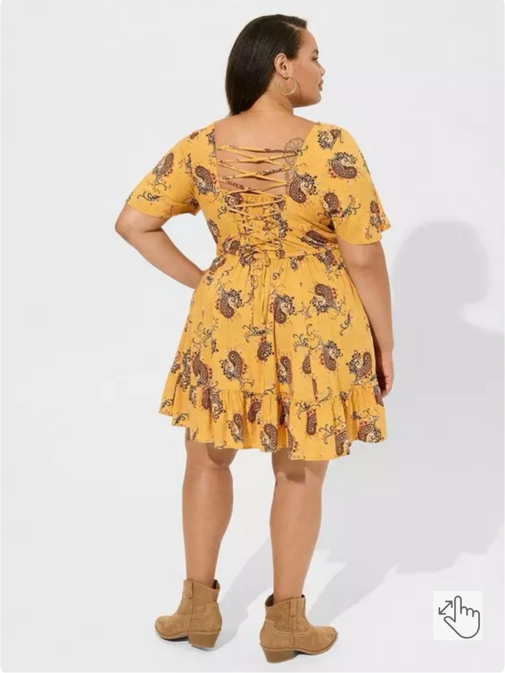 Torrid Mini Wash Challis Flutter Sleeve Lace Back Dress NWT Size 12